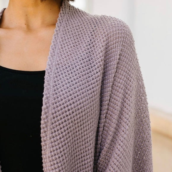 FINAL PRICE❗️Waffle Knit Slouchy Cardigan In Taupe - Picture 4 of 8